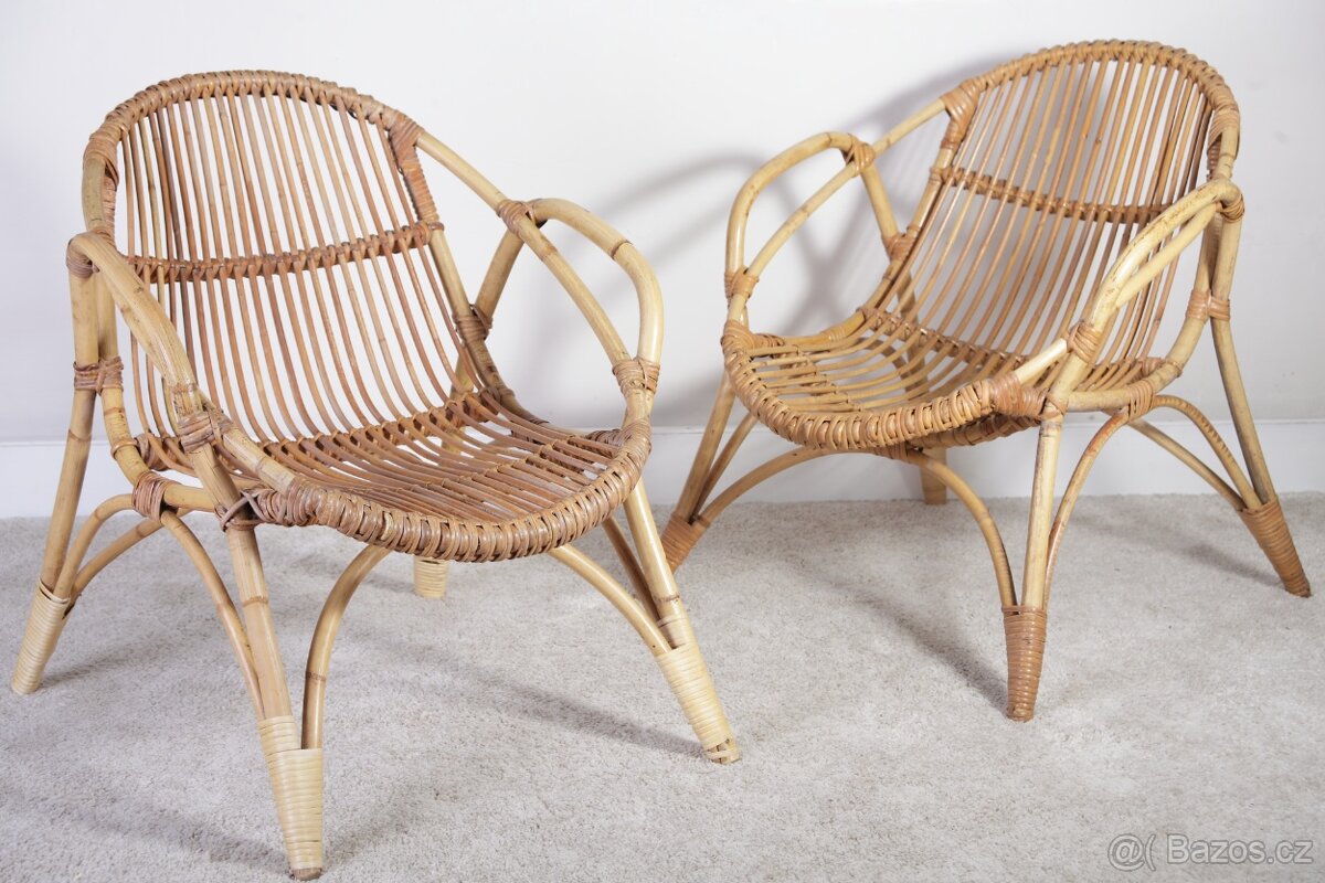 2 ks Retro ratanové křeslo Dětské ÚLUV - 9