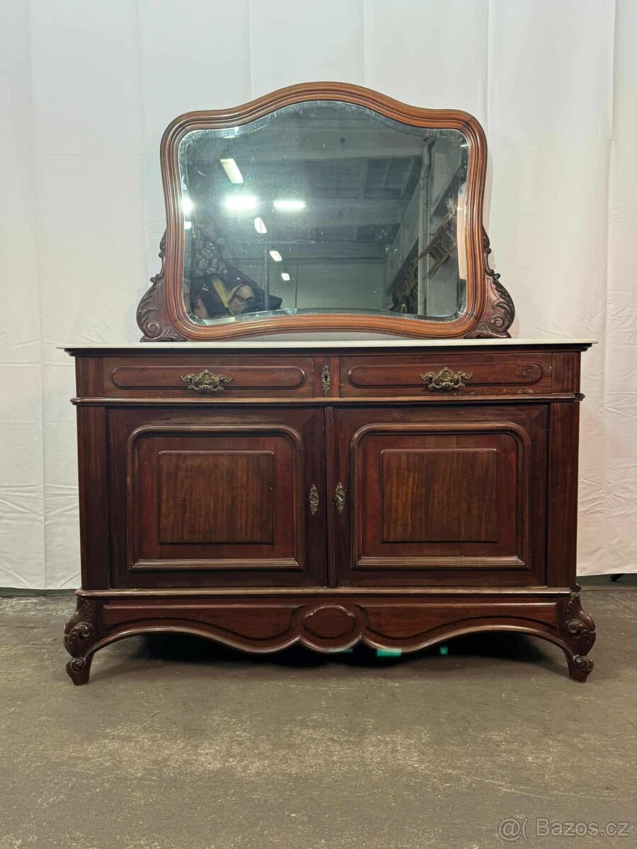 Francouzská komoda s mramorem a zrcadlem (134020) - 9