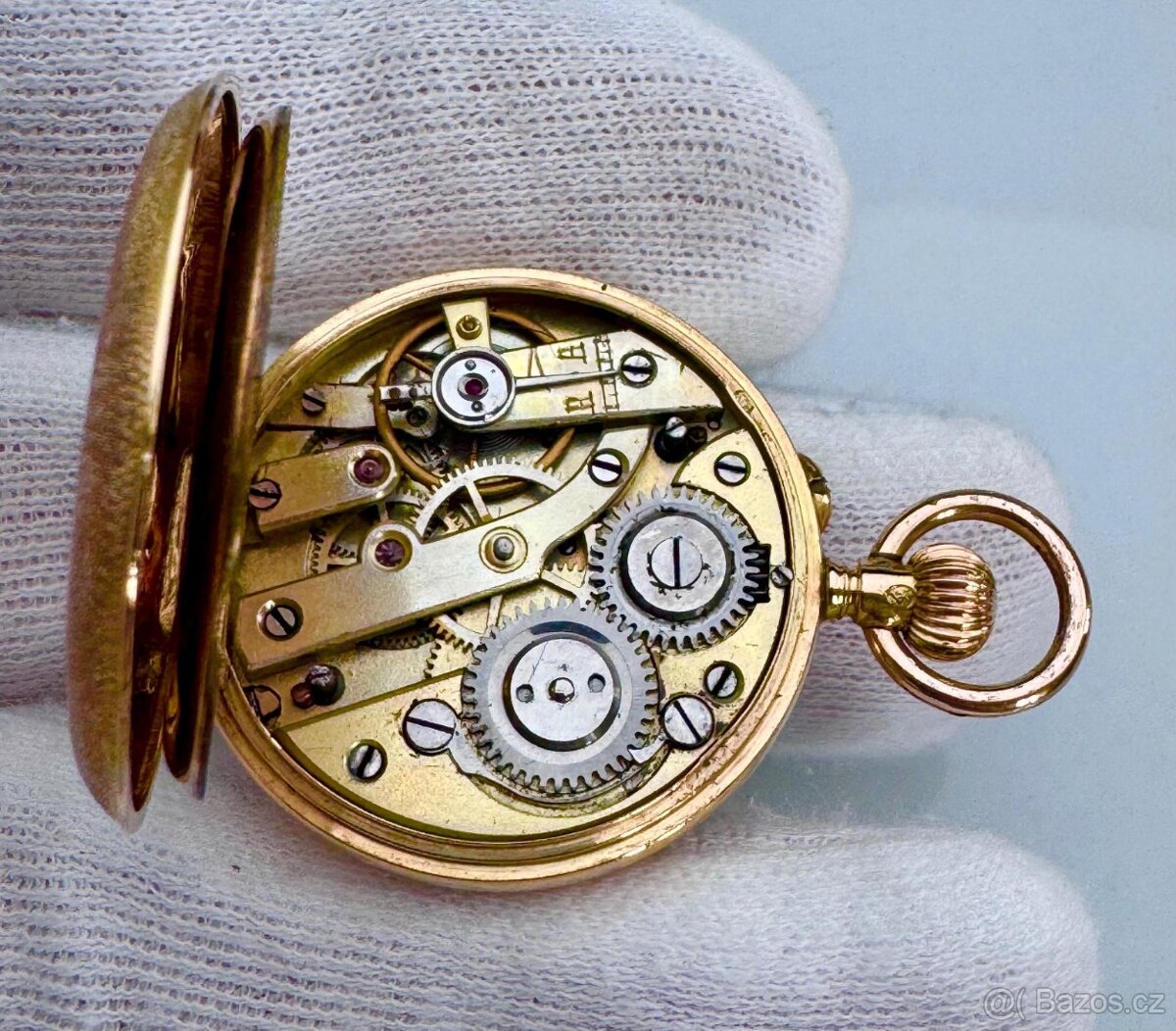 14K ZLATÉ KAPESNÍ HODINKY REMONTOIR S FLORÁLNÍM MOTIVEM - 9