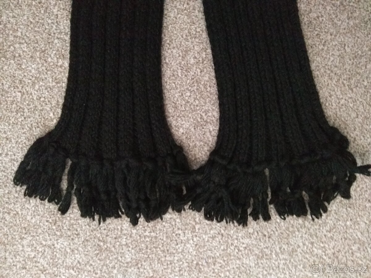 Nová dámská dlouhá zimní ručně pletená šála - tmavě černá - 9