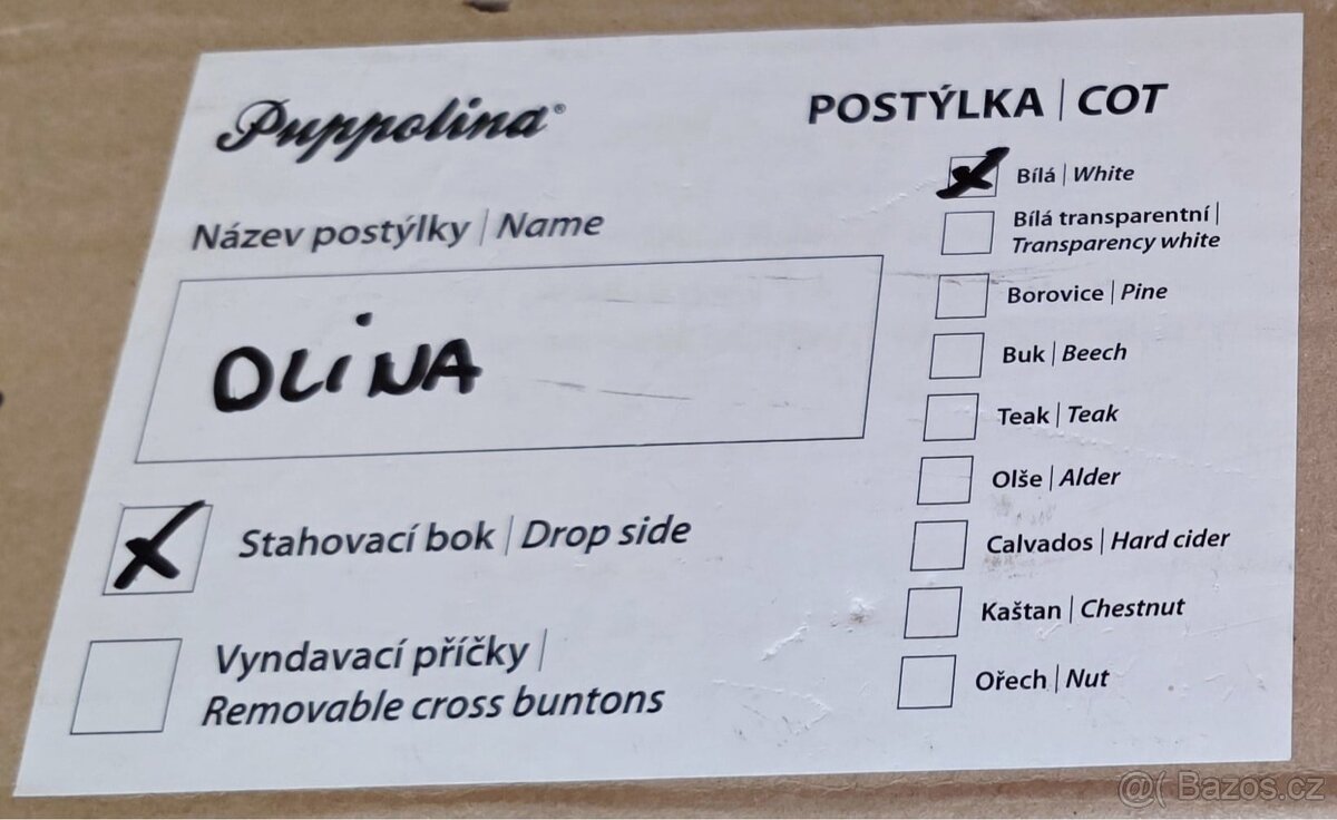 Dětská dřevěná postýlka se žirafou a matrace - 9