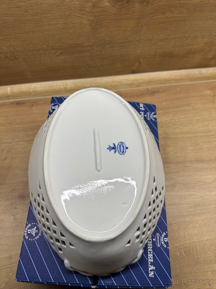 Košík prolamovaný 28cm, Cibulak, originál porcelán Dubí - 9