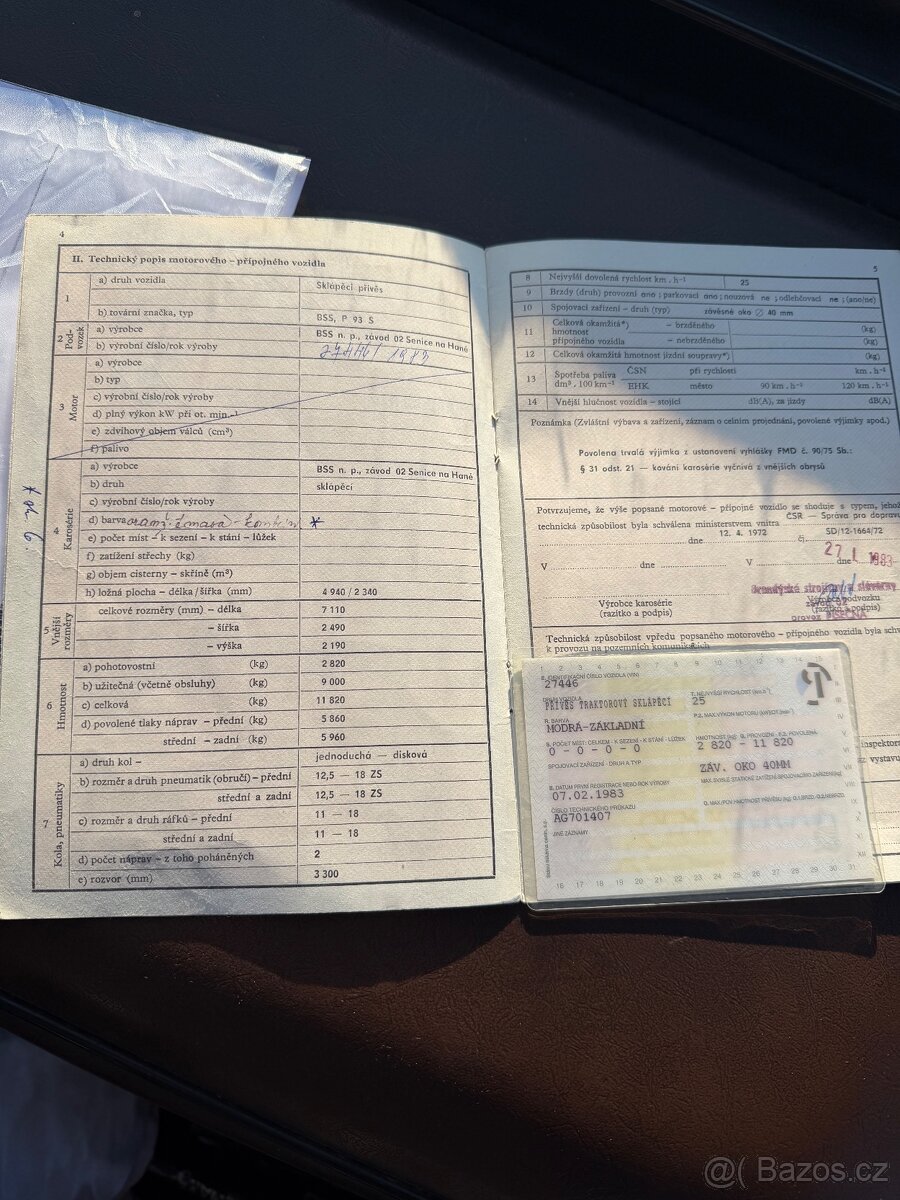 Vlek za traktor BSS 93 - 9