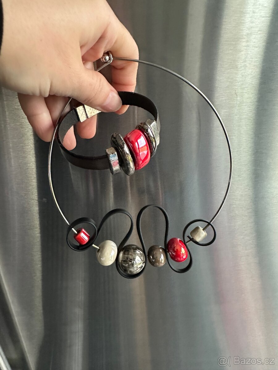 Náhrdelník s náramkem -Set šperků handwork Itálie - 9