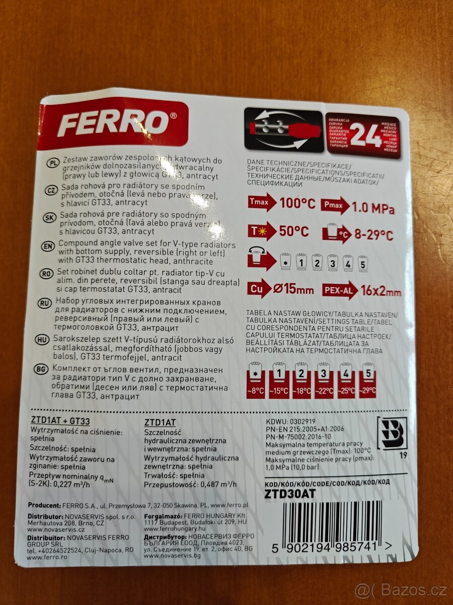 Rohový termostatická ventil antracit Ferro - 9