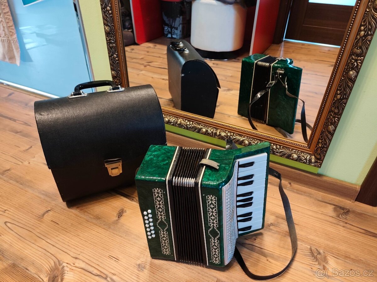Retro akordeon dětská harmoníka s pouzdrem - 9