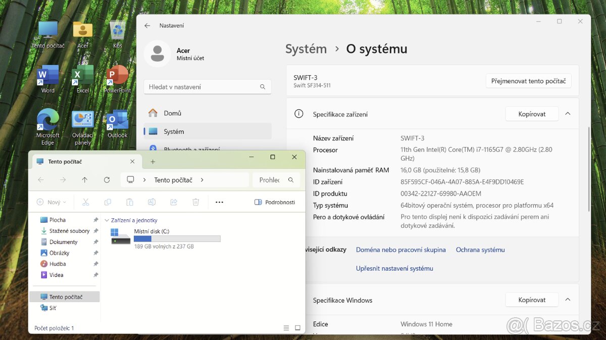 Acer Swift 3 EVO /i7-1165G7, 16GB RAM, 256GB NVMe/ - 9