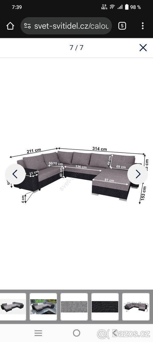 Prodám rozkládací pohovku/gauč do U SPĚCHÁ STĚHOVÁNÍ - 9