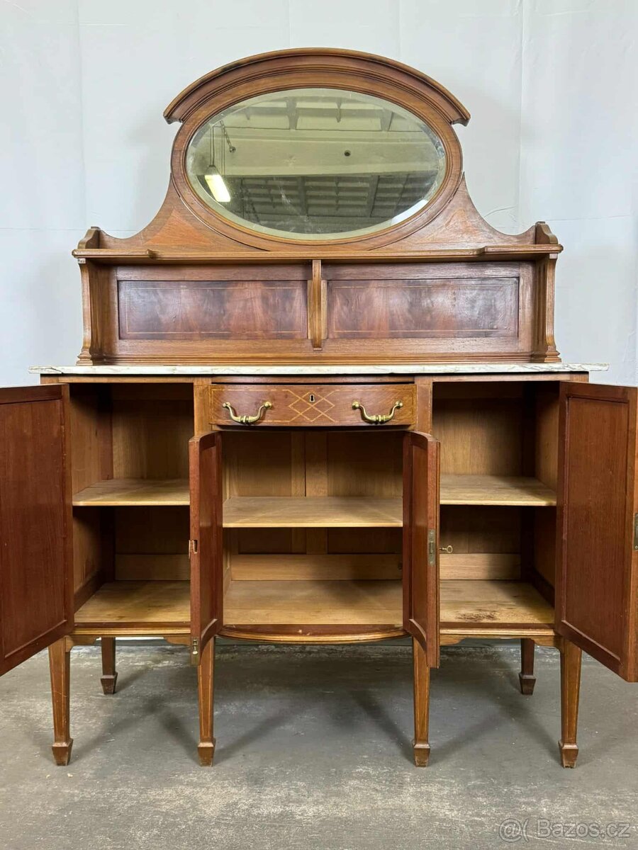 Starožitná komoda s nástavbou a zrcadlem (133023) - 9