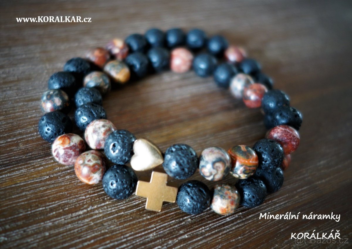 Pánské minerální náramky - náramek z minerálů lávy aj - 9