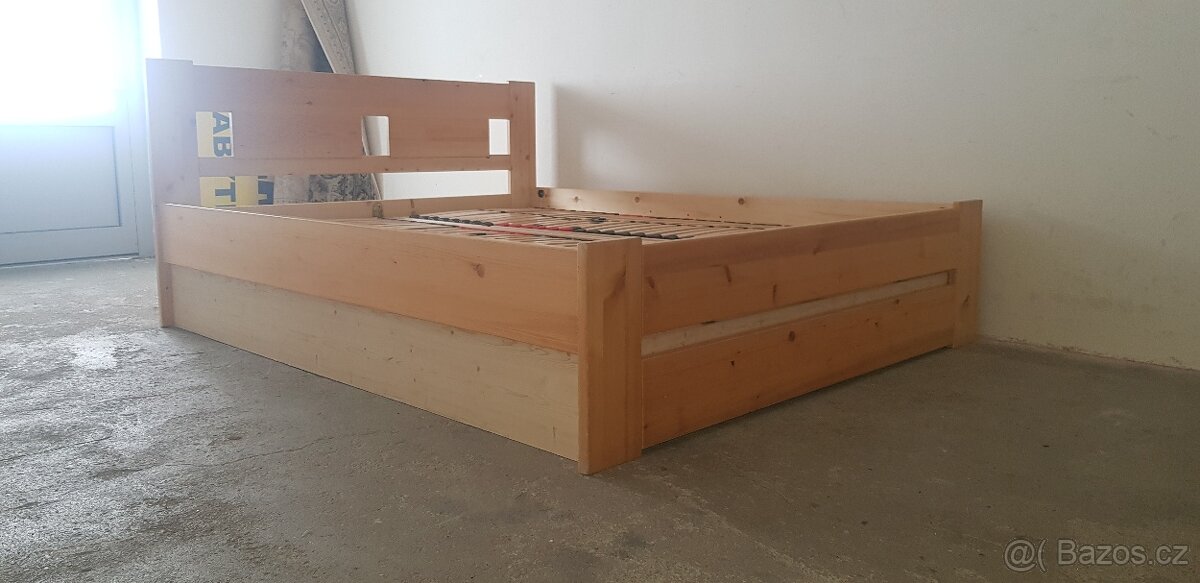 PRODÀM POSTEL-160/200-MASIVNÌ BOROVICE-ULOŽNÍM PROSTOREM - 9