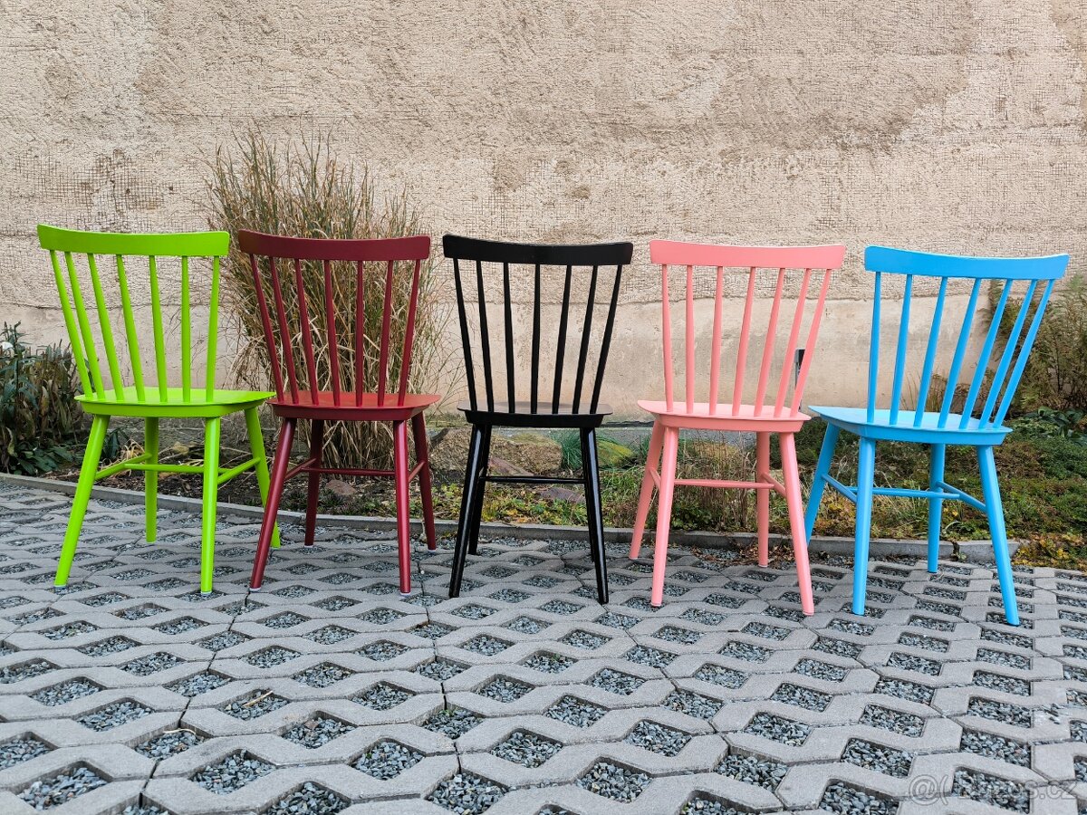 Barevné retro jídelní židle TON Ironica - 5 kusů - 9
