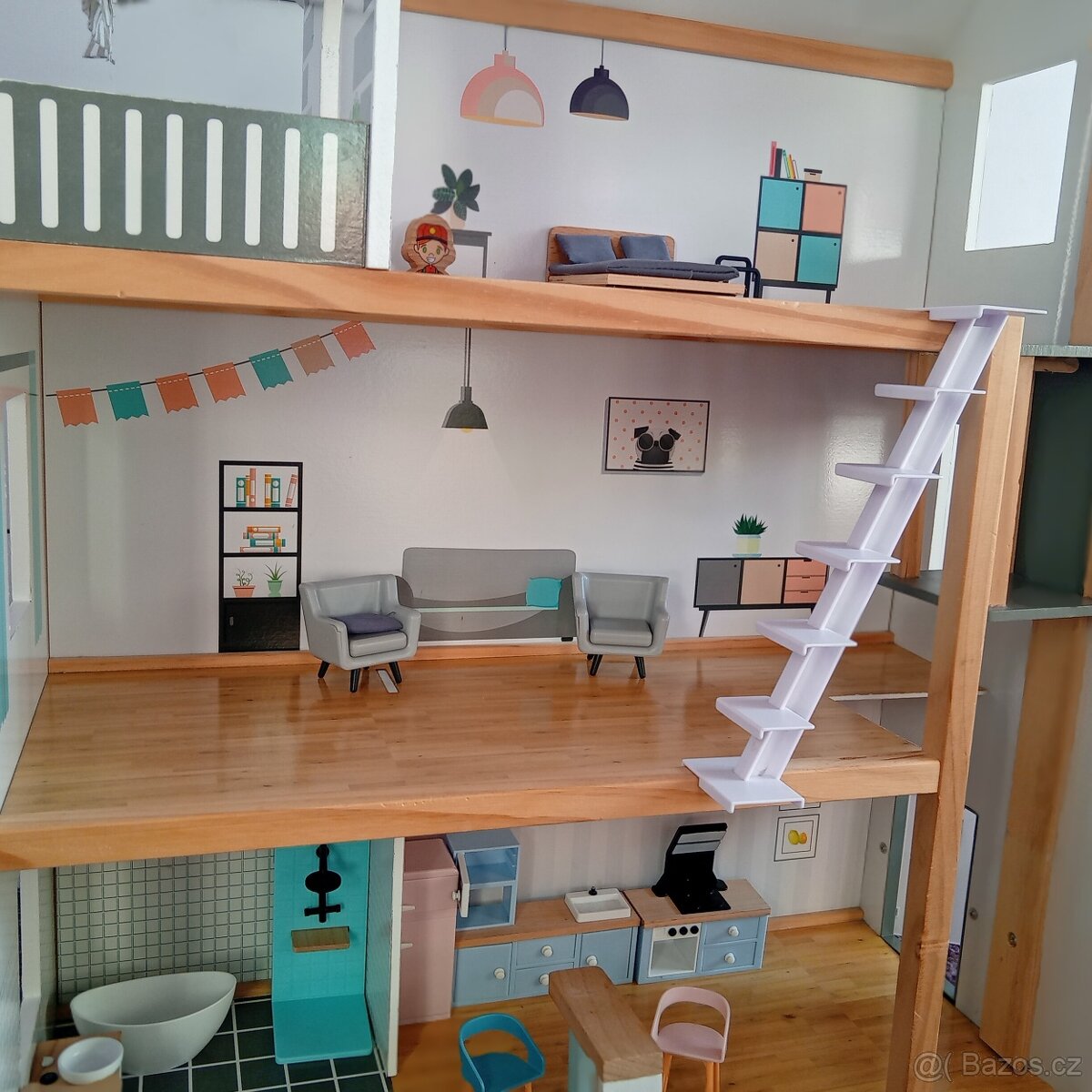 Dětský dřevěný domeček pro panenky - 9