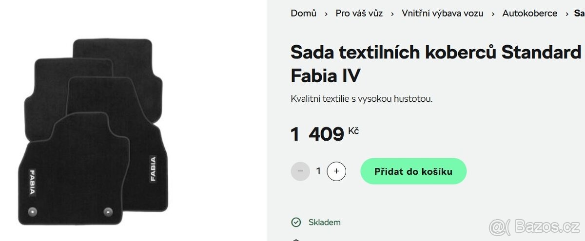 Nové originál textilní koberce Standard Fabia 4 / IV 2021+ - 9