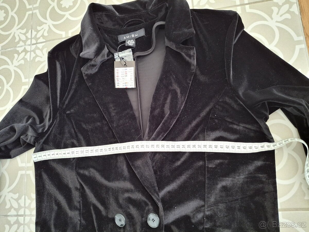 Nové s visačkou černé sametové sako M 38 Amisu pružné - 9