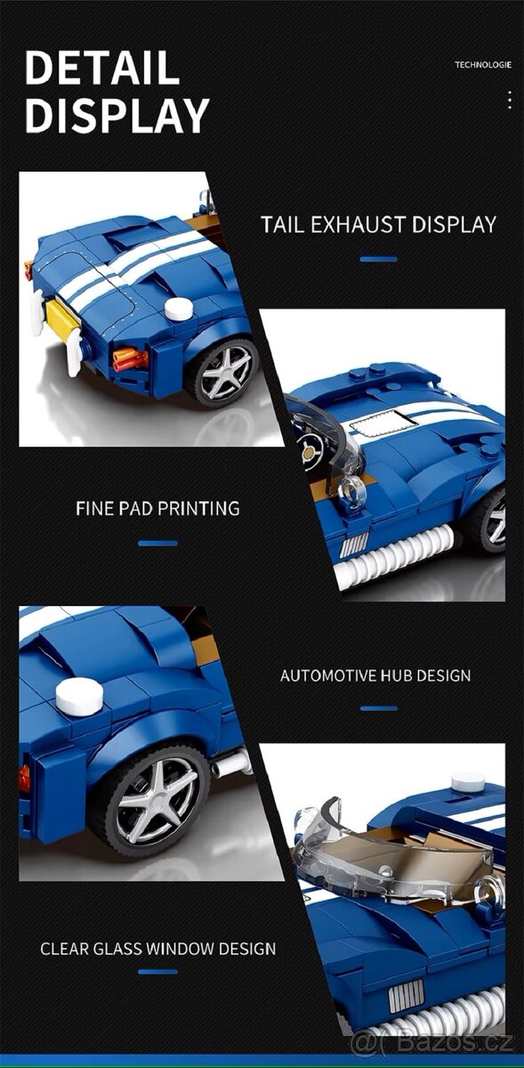Stavebnice závodní auto modré - 9