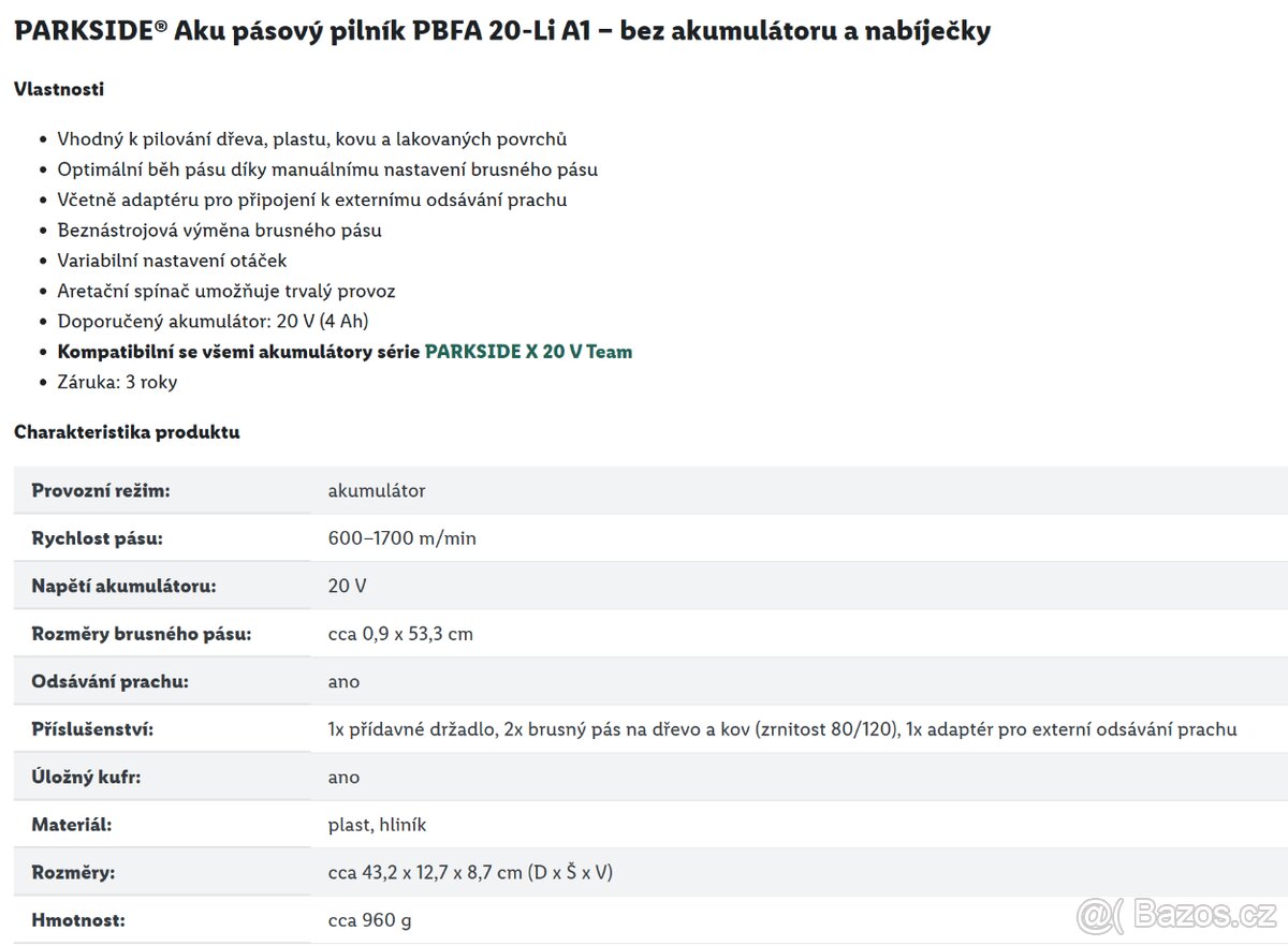 Aku pásový pilník Parkside - nový - 9
