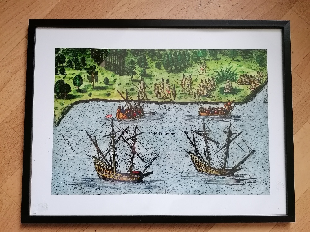 Obraz - rytina 16. st. reprodukce Amerika indiáni - 9