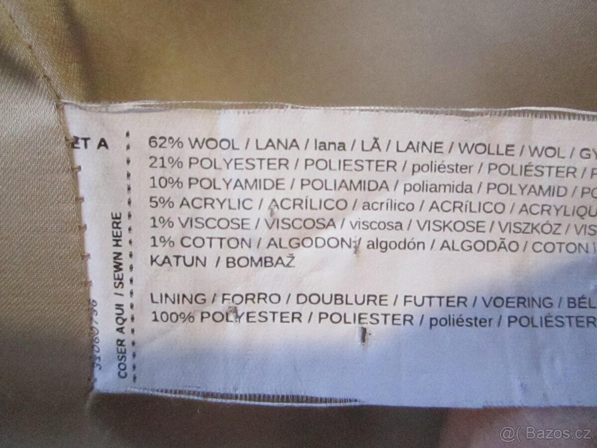 Béžový zimní kabát zn. Mango, L/40, 62% vlny - 9