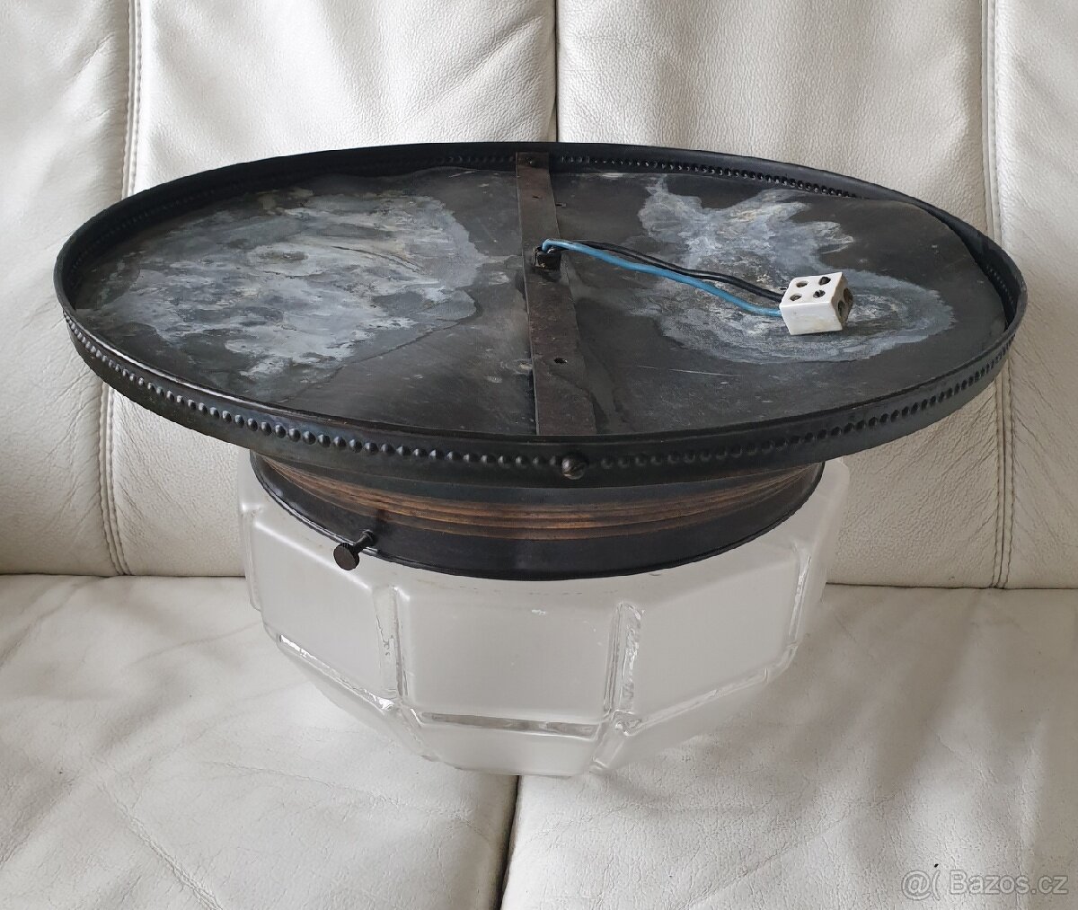 Velká starožitná stropnice art deco mosaz prolamo - 9