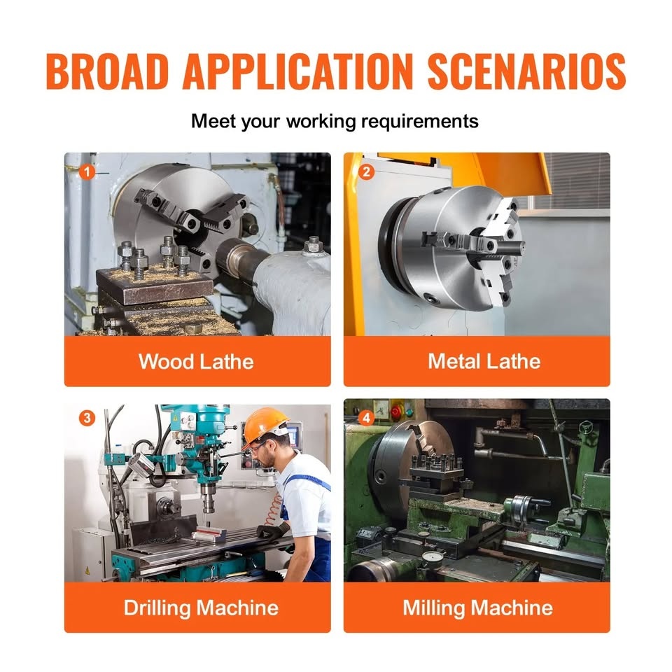 VEVOR 3-čelisťové sklíčidlo soustruhu, 10'' - 9