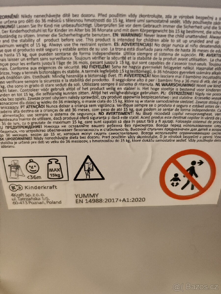 Jídelní dětská židle kinderkraft yummy - 9