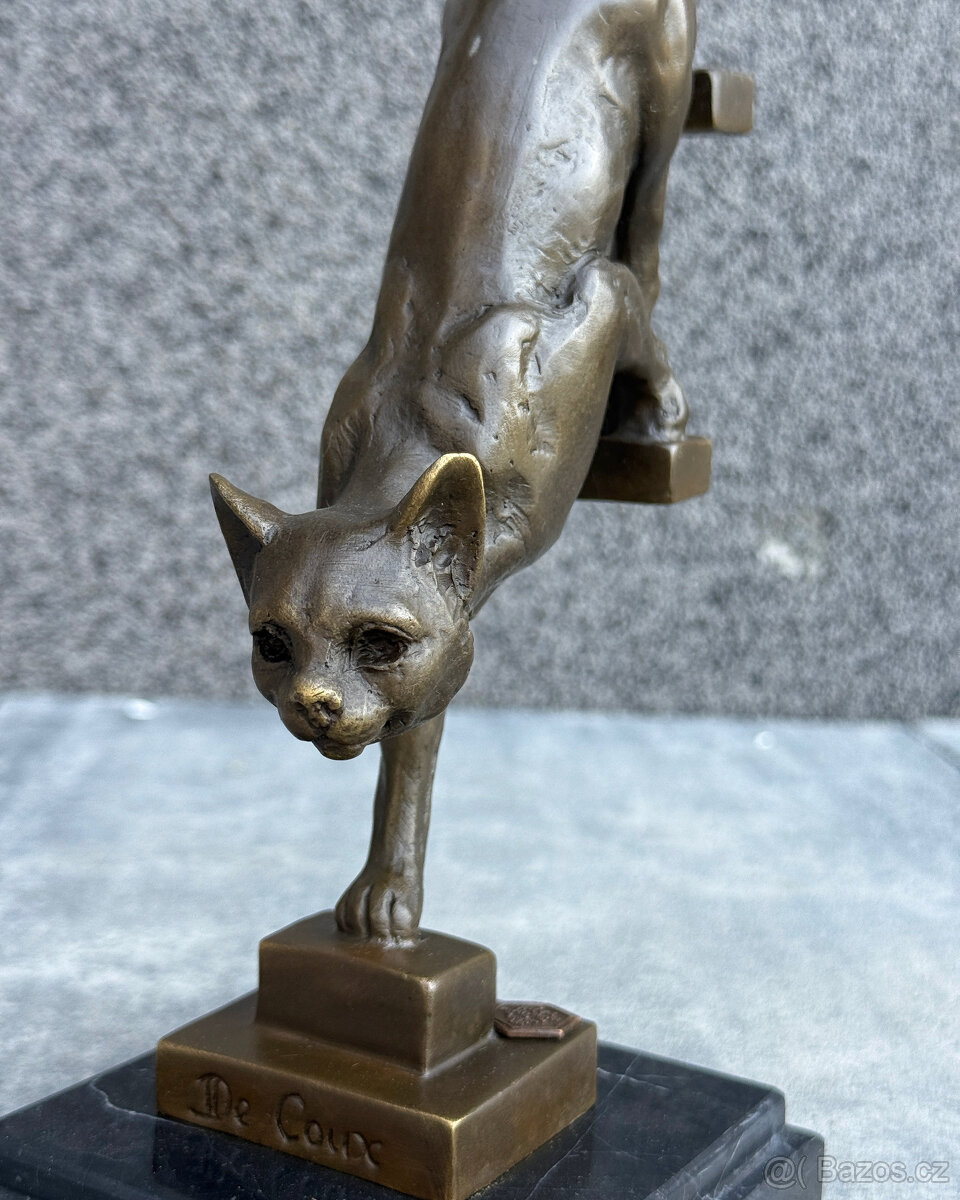 Bronzová socha Kočka luxusní dekorace mazlíček figurka dárek - 9
