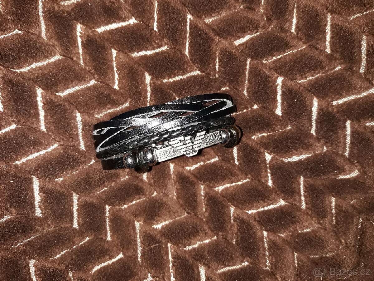 Armani pánský kožený náramek páskový pravá kůže 21,5 cm - 9