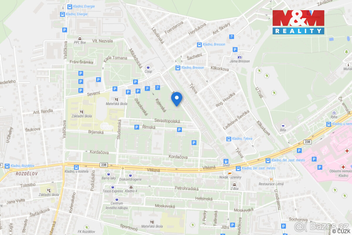 Pronájem bytu 1+1, 32 m², Kladno, ul. Míru - 9