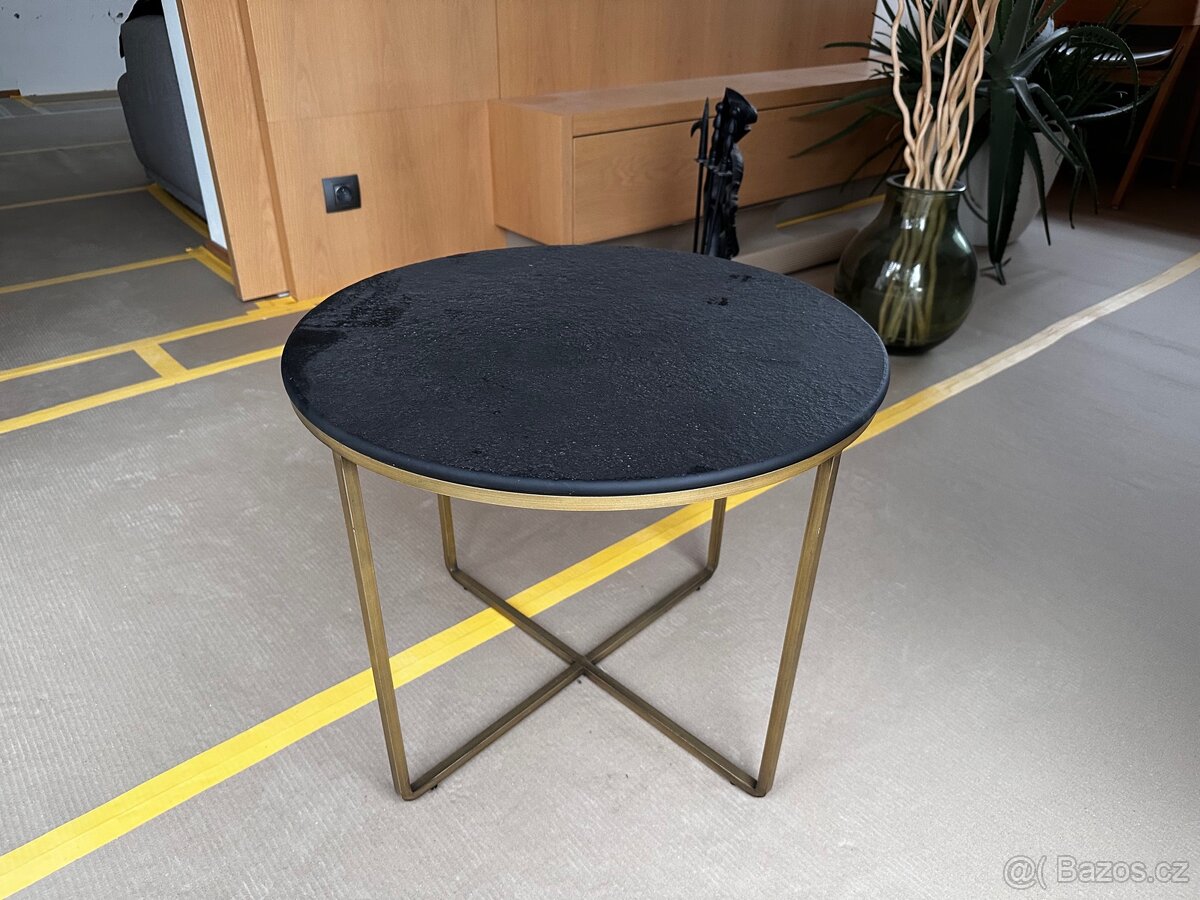 Konferencni stolek sklo, mosaz - 9