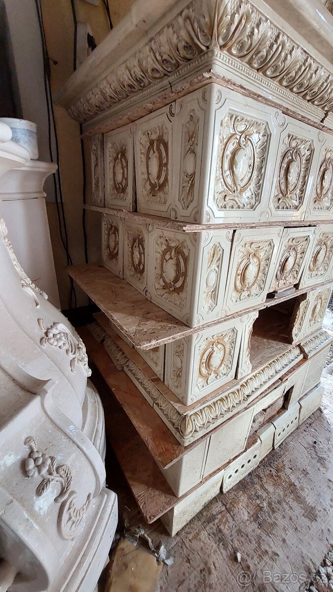 Kachlová kamna , starozitná - 9