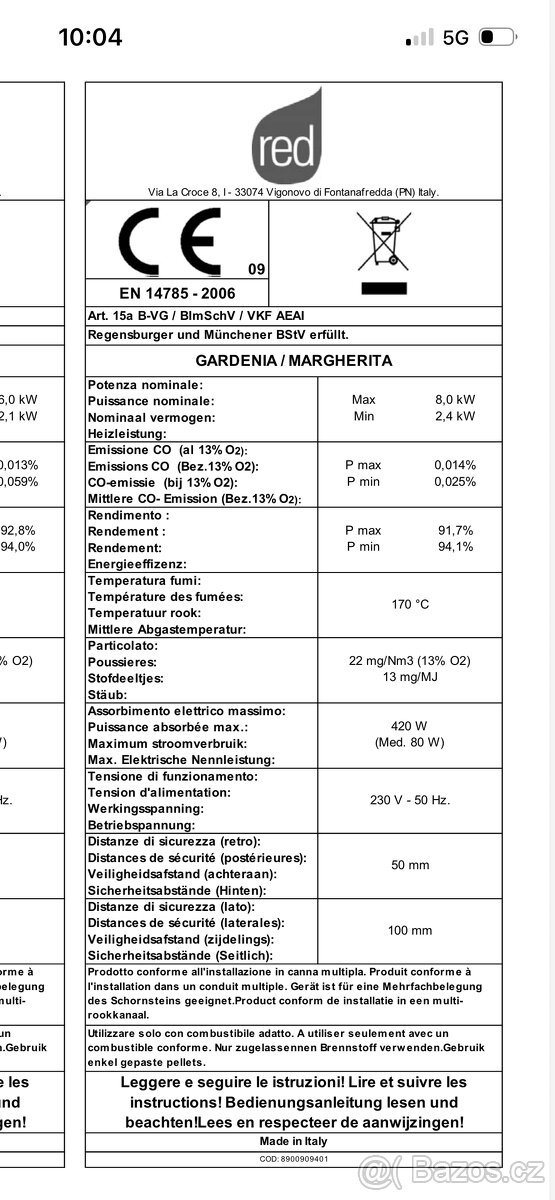Peletová teplovzdušná kamna 8 kW - 9