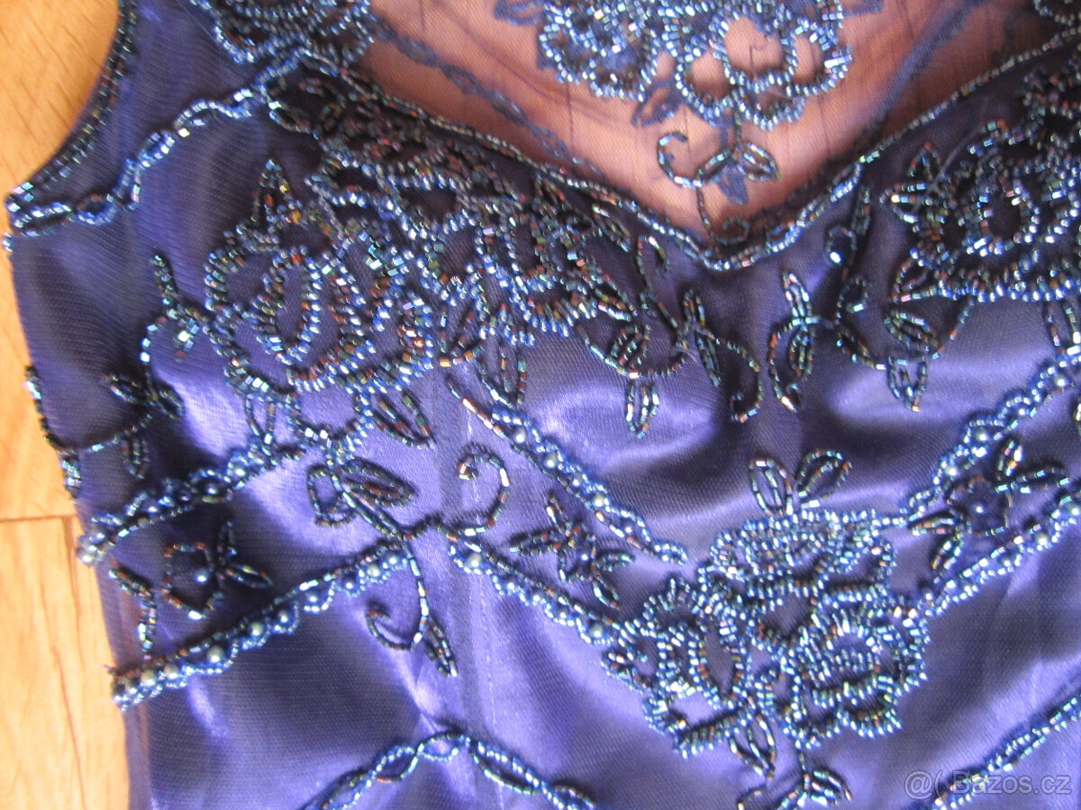 Plesové / svatební fialové šaty s korálky, S/36 - 9