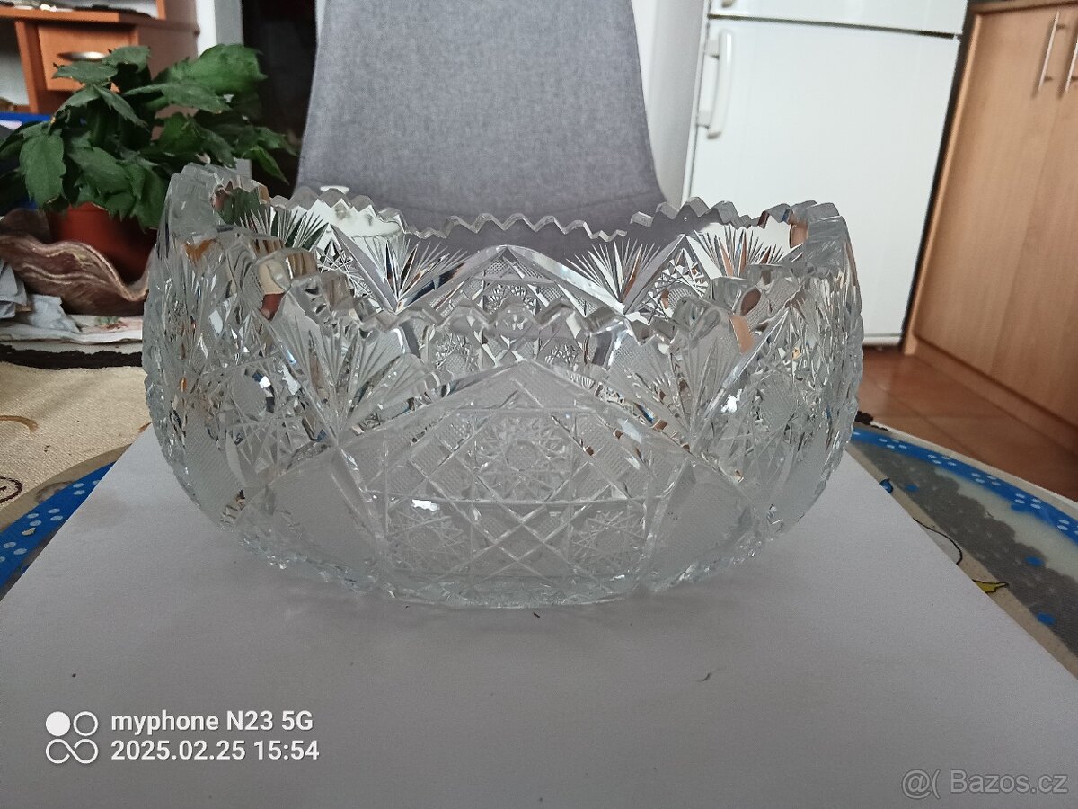 Retro kristalove sklo brus lisovane misy t vazy atd. - 9