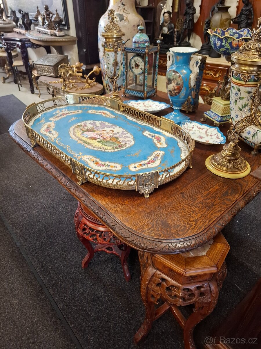 Obrovský porcelánový podnos Sevres Francie - 9