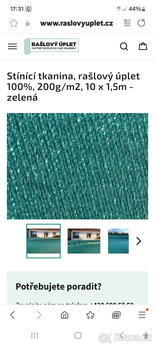 Prodám stínící tkaninu NOVÁ - 9