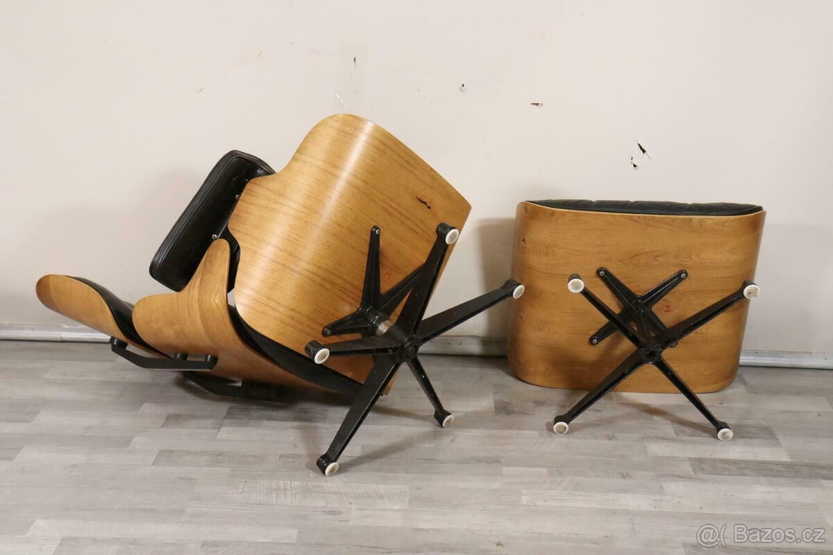 Křeslo s taburetem Charles & Ray Eames Herman Miller s visač - 9