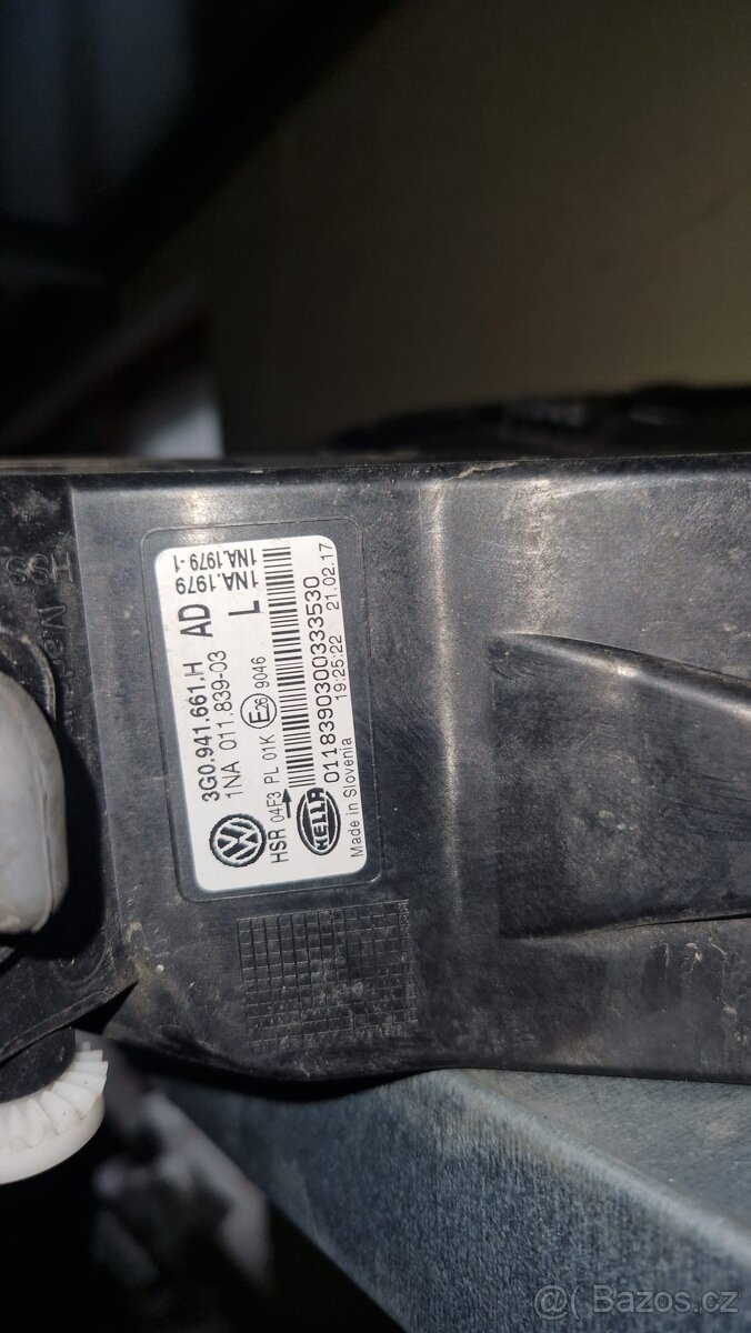 VW Passat B8 , kapota lampy blatníky výztuha pr. světlo - - 9