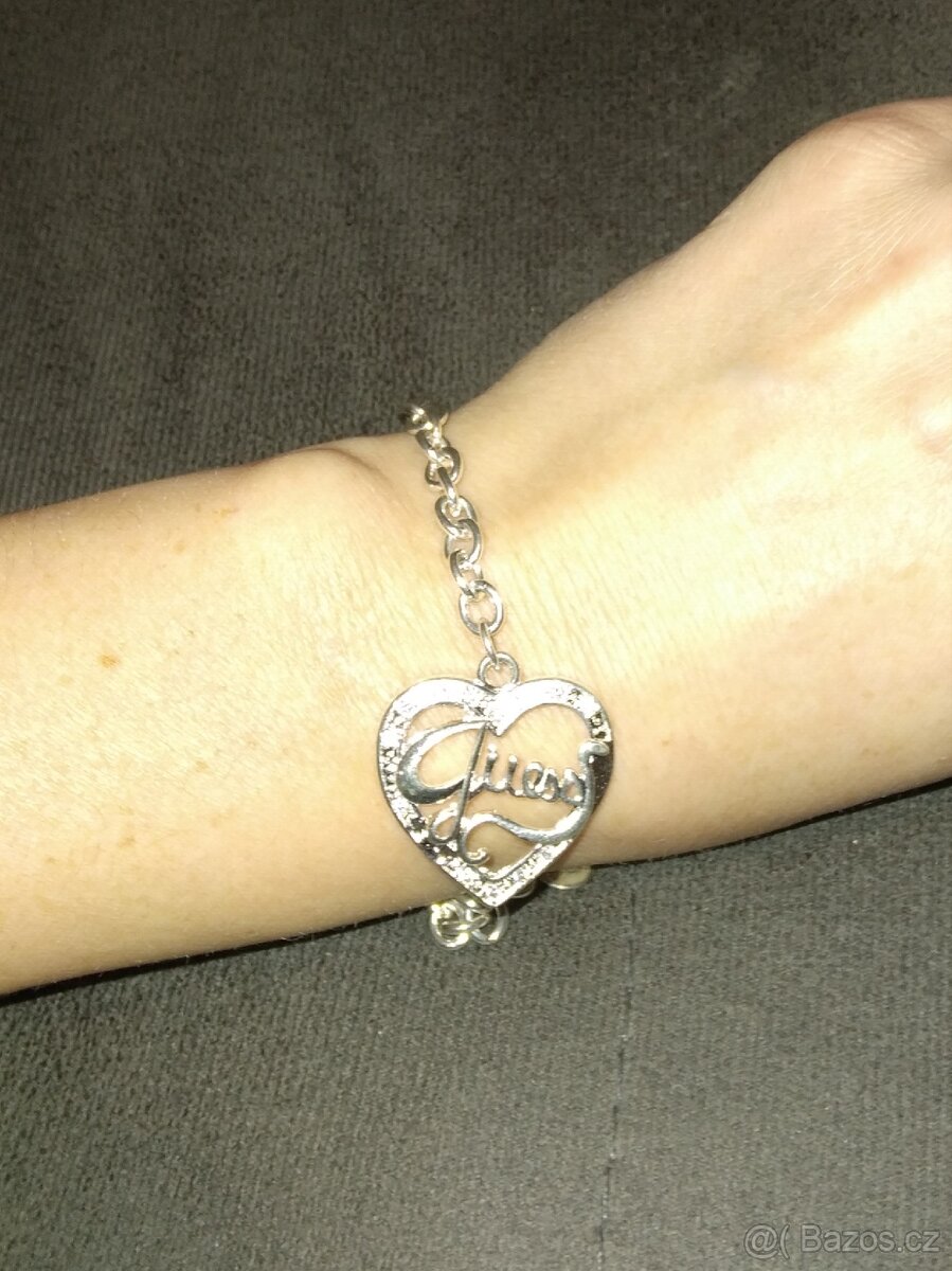 Nový náramek guess srdce srdíčko bižuterie 21 cm postribrene - 9