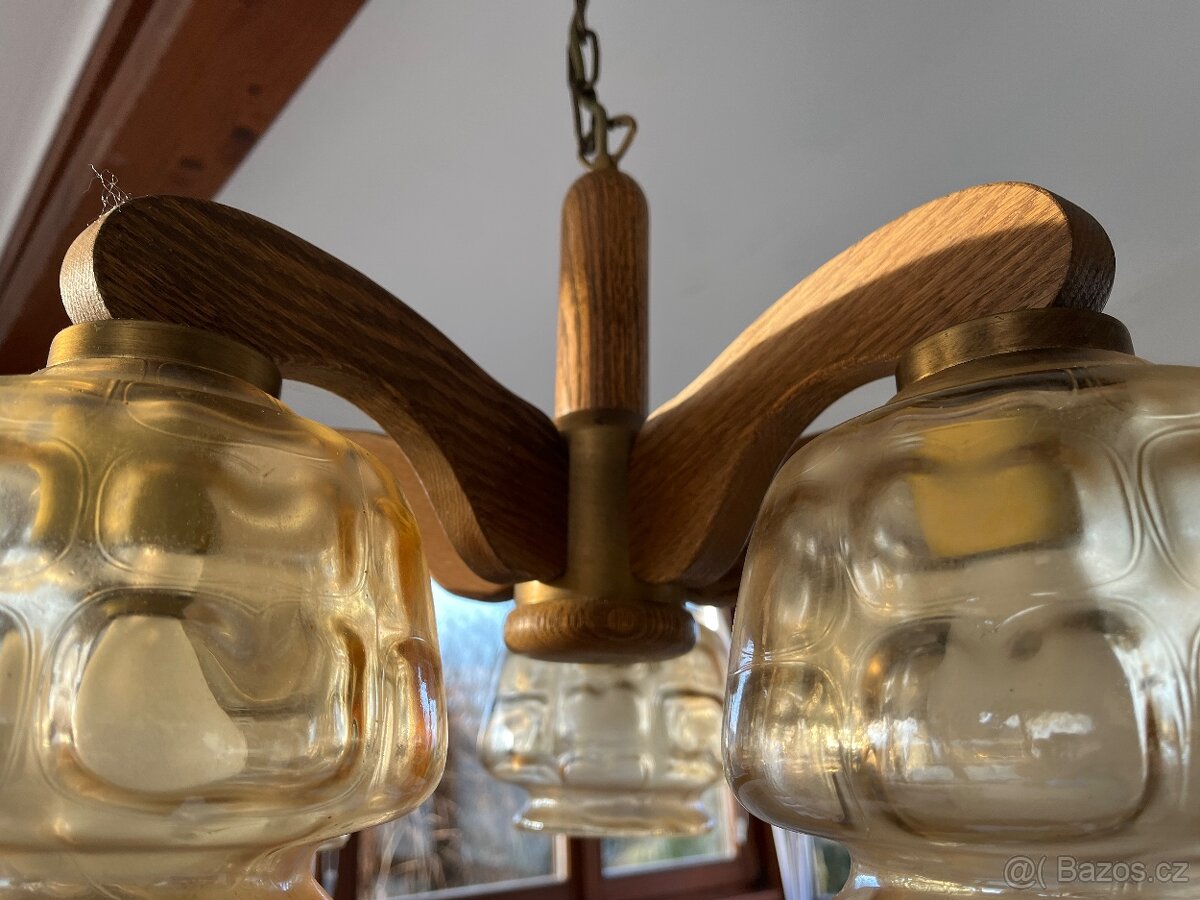 Dubový lustr, 2 nástěnné lampy - AKCE doprava - 9