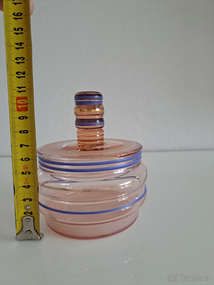 Stará, retro, vintage skleněná pudřenka - 9