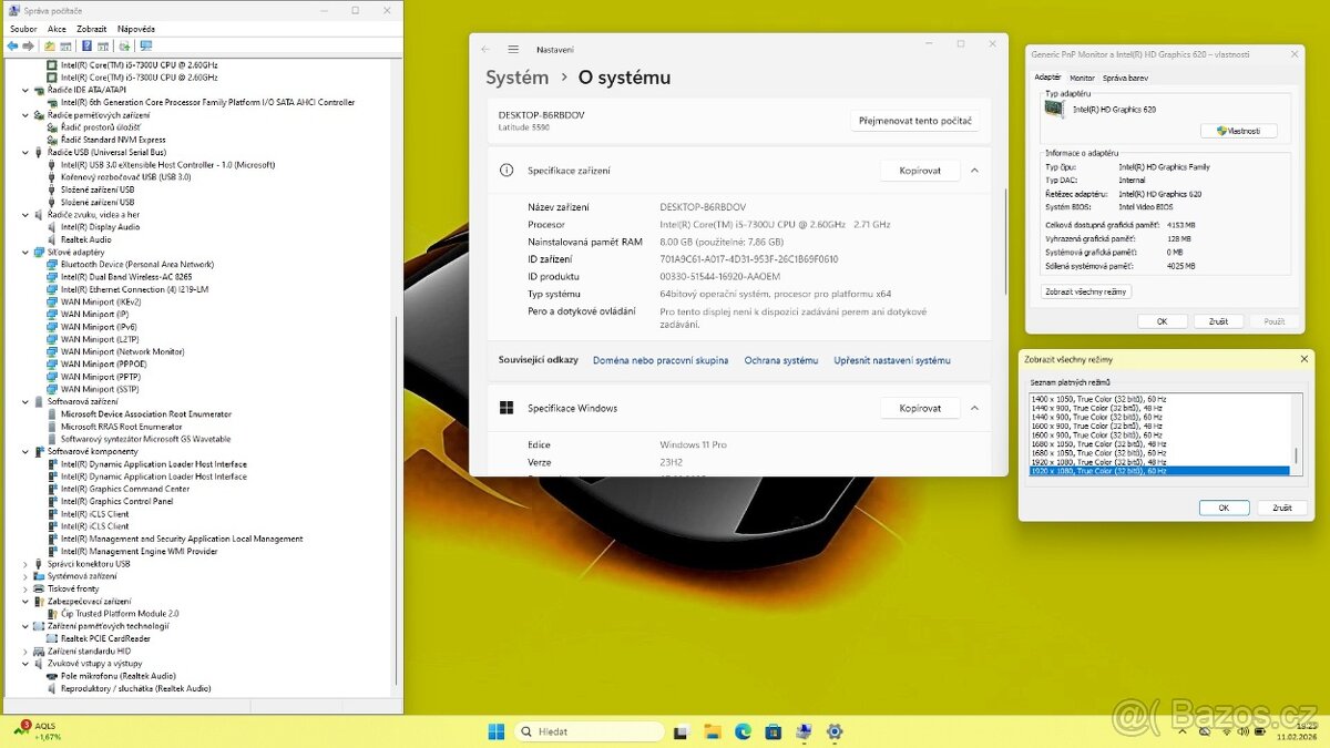 DELL LATITUDE E5590 /i5-7300/8GB/SSD512GB/WIN11/ZÁRUKA - 9