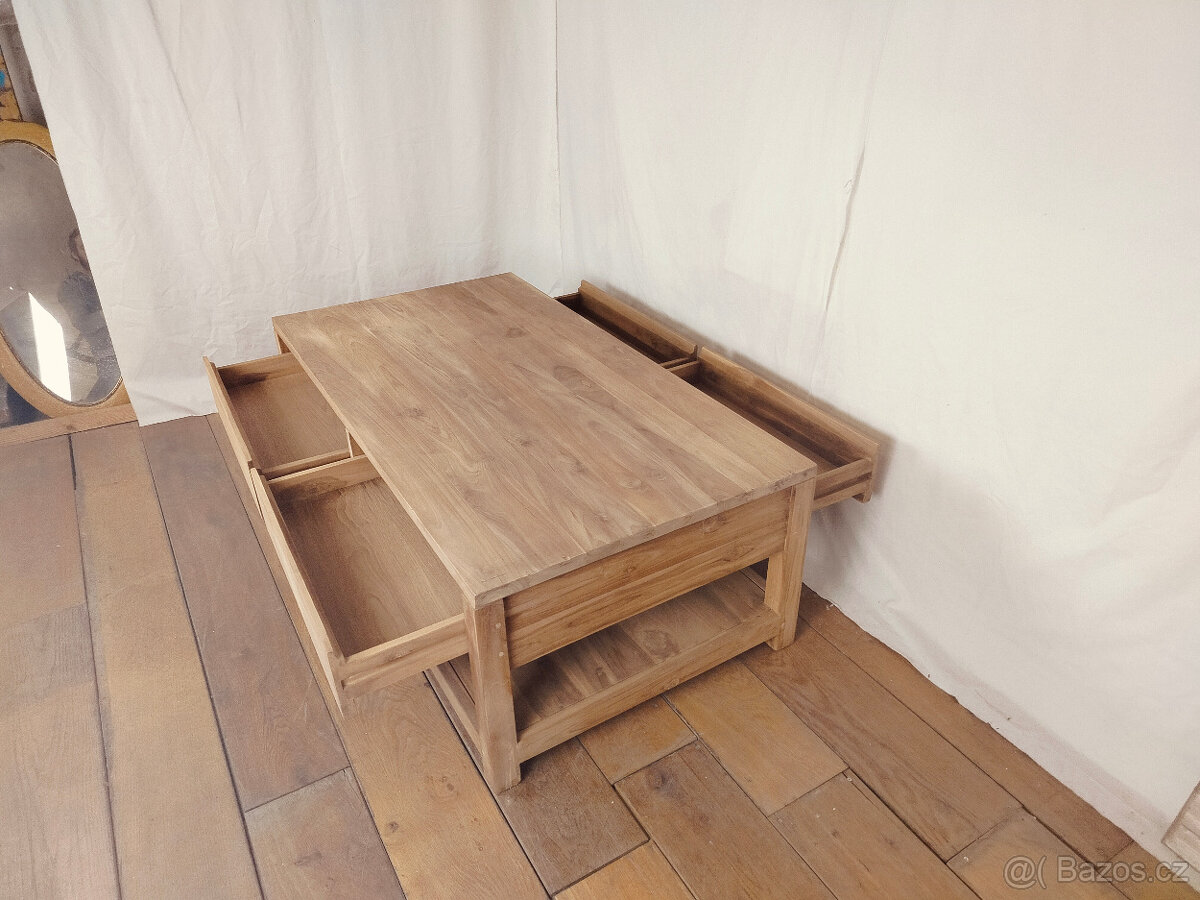 Moderní konferenční stolek - masiv teak - 9