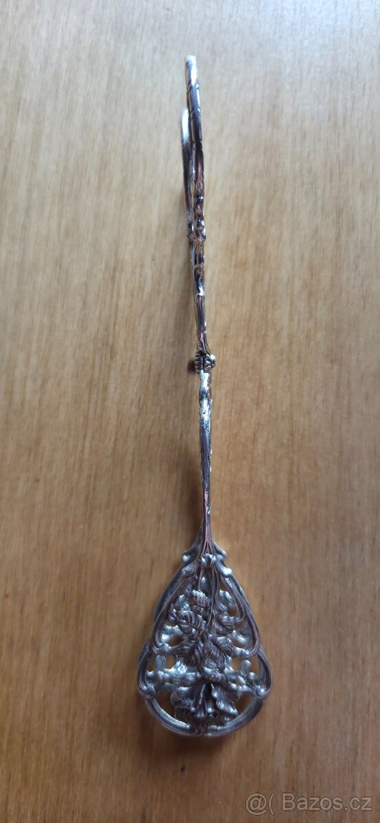 Nádherné stříbrné kleště na cukr - 9