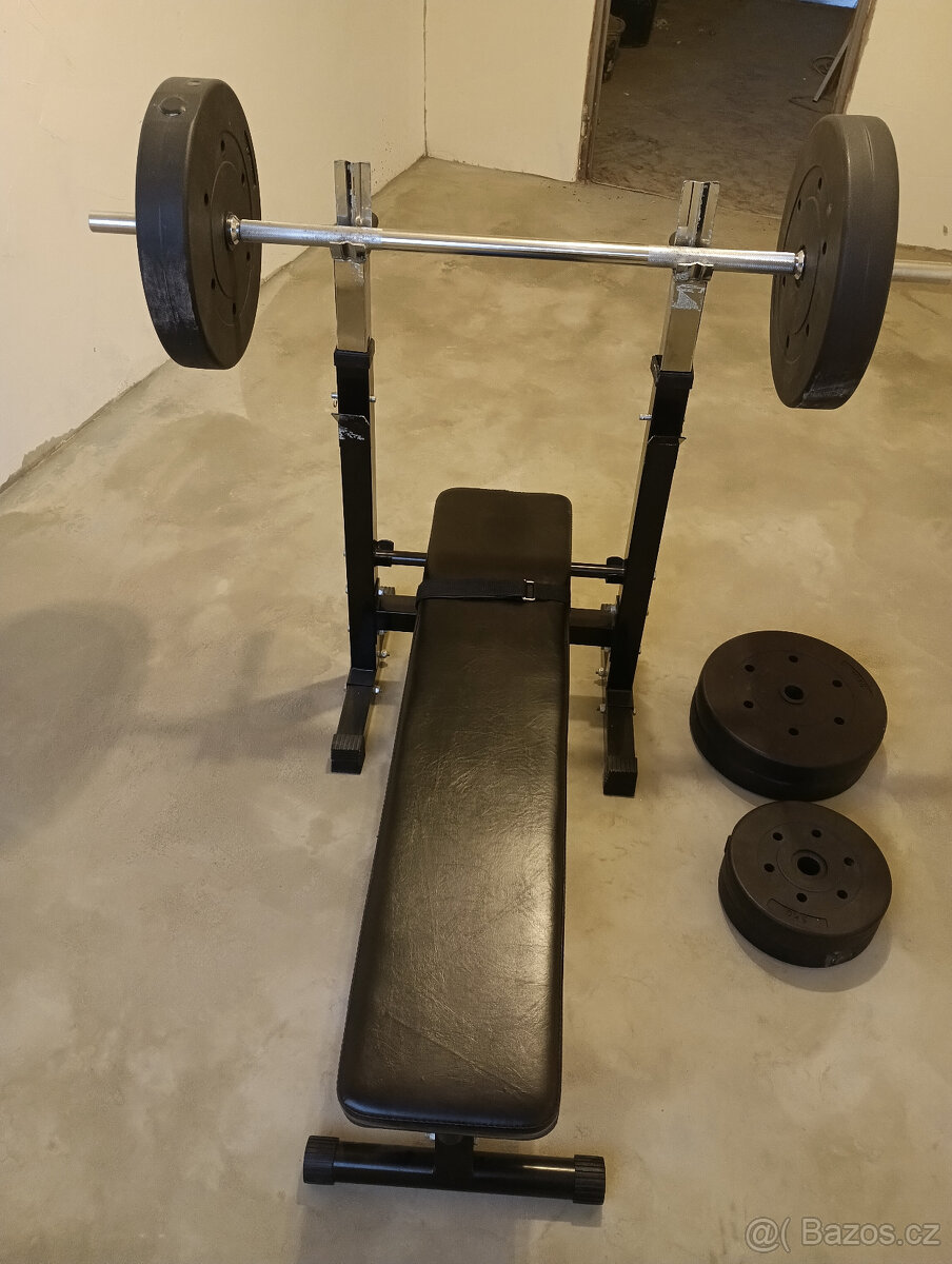 Lavice a dvourucni cinka na posilovani Bench press - 9