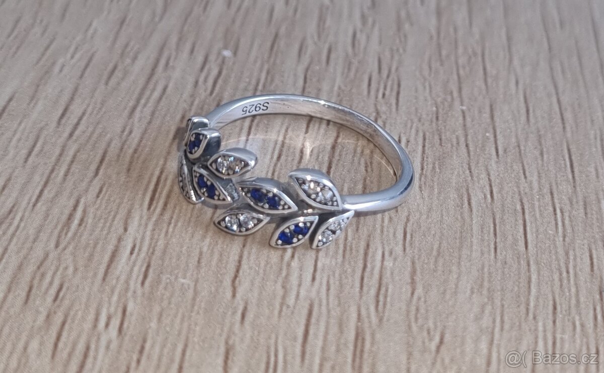 Nový dámský stříbrný prsten prstýnek 925 s lístky vel 56 - 9