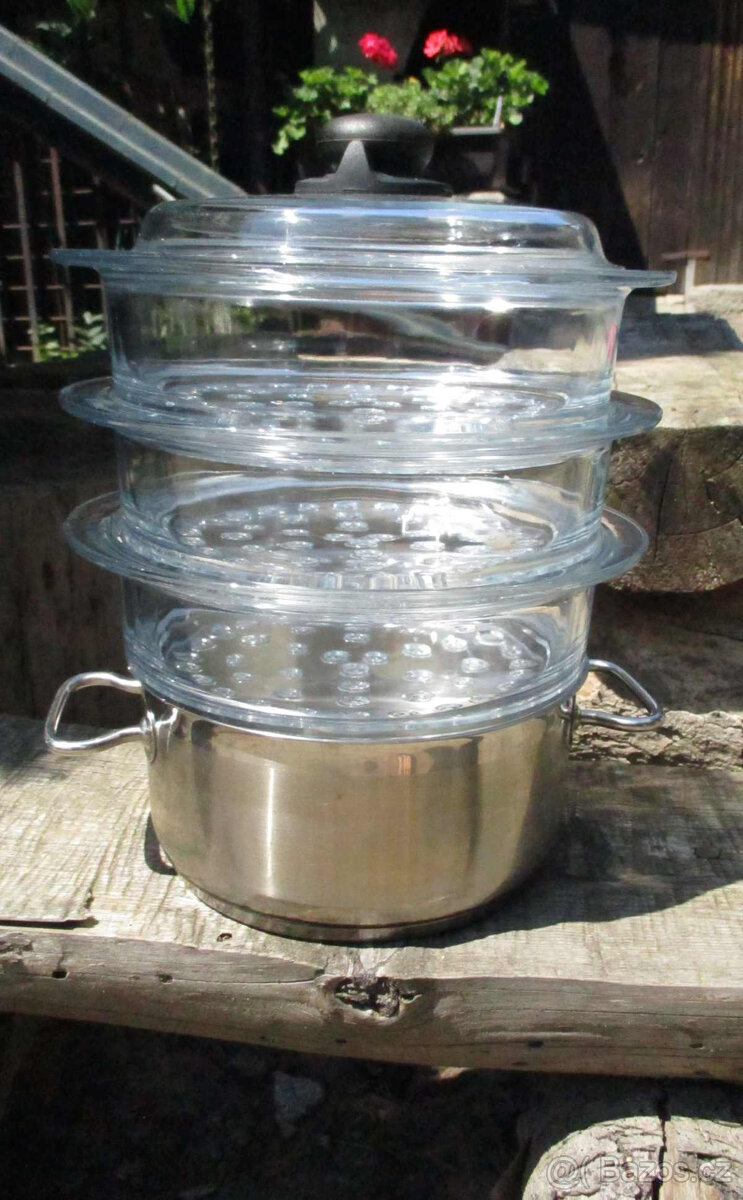 Skleněné parní nástavce s poklicí set 4ks - 9