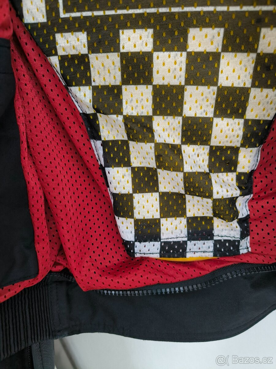 Dámská dvoudílná kožená kombinéza TSCHUL, černo-bílo-RŮŽOVÁ, - 9