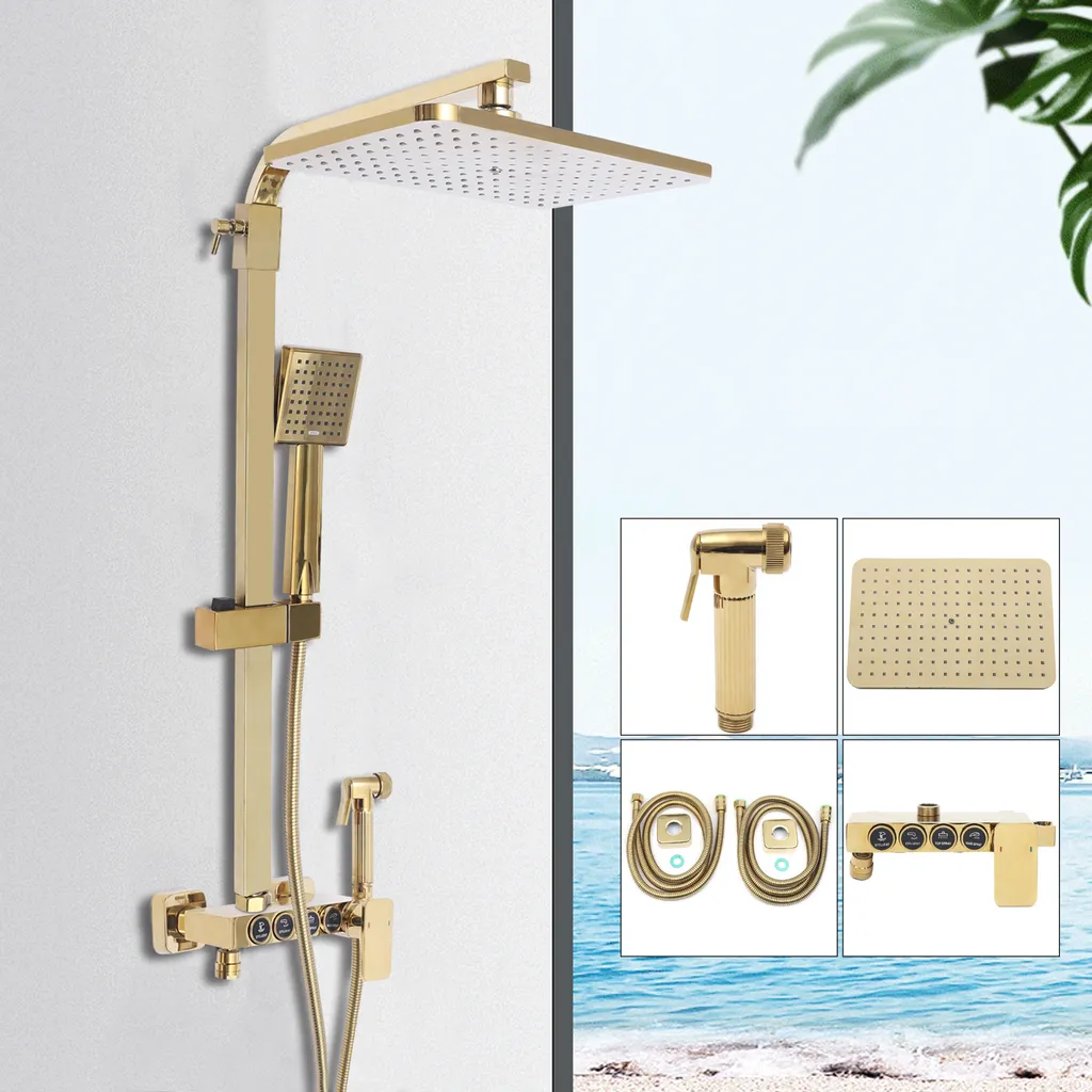 Nový sprchový set. Barva zlatá.9”9” - 9