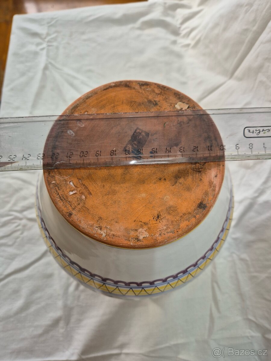 ručně malovaná glazovaná váza z pálené hlíny - 9